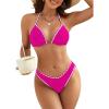 imageBlooming Jelly Womens String Bikini Sets Sexy Two Piece Swimsuits Cheeky Color Block Bathing Suits Triangle SwimwearHot Pink