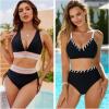 imageBlooming Jelly Women High Waisted Bikini Sets Color Block Two Piece Swimsuits Push Up V Neck Bathing Suit M Black