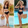imageBlooming Jelly Women High Waisted Bikini Sets Color Block Two Piece Swimsuits Push Up V Neck Bathing Suit M Black