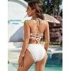 imageBlooming Jelly Womens Bandeau Bikini Sets Sexy Strapless Two Piece Swimsuit Cheeky High Cut Cute Ribbed Ladies Bathing SuitBeige