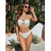 imageBlooming Jelly Womens Bandeau Bikini Sets Sexy Strapless Two Piece Swimsuit Cheeky High Cut Cute Ribbed Ladies Bathing SuitBeige