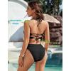 imageBlooming Jelly Womens Bandeau Bikini Sets Sexy Strapless Two Piece Swimsuit Cheeky High Cut Cute Ribbed Ladies Bathing SuitBlack