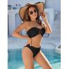 imageBlooming Jelly Womens Bandeau Bikini Sets Sexy Strapless Two Piece Swimsuit Cheeky High Cut Cute Ribbed Ladies Bathing SuitBlack