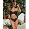imageBlooming Jelly Womens Bandeau Bikini Sets Sexy Strapless Two Piece Swimsuit Cheeky High Cut Cute Ribbed Ladies Bathing SuitBlack
