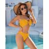 imageBlooming Jelly Womens Bandeau Bikini Sets Sexy Strapless Two Piece Swimsuit Cheeky High Cut Cute Ribbed Ladies Bathing SuitGolden Yellow