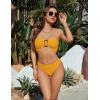 imageBlooming Jelly Womens Bandeau Bikini Sets Sexy Strapless Two Piece Swimsuit Cheeky High Cut Cute Ribbed Ladies Bathing SuitGolden Yellow