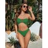 imageBlooming Jelly Womens Bandeau Bikini Sets Sexy Strapless Two Piece Swimsuit Cheeky High Cut Cute Ribbed Ladies Bathing SuitGreen