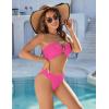 imageBlooming Jelly Womens Bandeau Bikini Sets Sexy Strapless Two Piece Swimsuit Cheeky High Cut Cute Ribbed Ladies Bathing SuitHot Pink