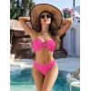 imageBlooming Jelly Womens Bandeau Bikini Sets Sexy Strapless Two Piece Swimsuit Cheeky High Cut Cute Ribbed Ladies Bathing SuitHot Pink