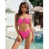 imageBlooming Jelly Womens Bandeau Bikini Sets Sexy Strapless Two Piece Swimsuit Cheeky High Cut Cute Ribbed Ladies Bathing SuitHot Pink