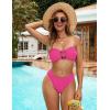 imageBlooming Jelly Womens Bandeau Bikini Sets Sexy Strapless Two Piece Swimsuit Cheeky High Cut Cute Ribbed Ladies Bathing SuitHot Pink