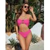 imageBlooming Jelly Womens Bandeau Bikini Sets Sexy Strapless Two Piece Swimsuit Cheeky High Cut Cute Ribbed Ladies Bathing SuitHot Pink