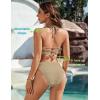 imageBlooming Jelly Womens Bandeau Bikini Sets Sexy Strapless Two Piece Swimsuit Cheeky High Cut Cute Ribbed Ladies Bathing SuitKhaki