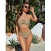 imageBlooming Jelly Womens Bandeau Bikini Sets Sexy Strapless Two Piece Swimsuit Cheeky High Cut Cute Ribbed Ladies Bathing SuitKhaki