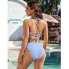 imageBlooming Jelly Womens Bandeau Bikini Sets Sexy Strapless Two Piece Swimsuit Cheeky High Cut Cute Ribbed Ladies Bathing SuitLight Blue