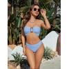 imageBlooming Jelly Womens Bandeau Bikini Sets Sexy Strapless Two Piece Swimsuit Cheeky High Cut Cute Ribbed Ladies Bathing SuitLight Blue