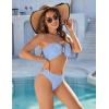 imageBlooming Jelly Womens Bandeau Bikini Sets Sexy Strapless Two Piece Swimsuit Cheeky High Cut Cute Ribbed Ladies Bathing SuitLight Blue