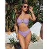 imageBlooming Jelly Womens Bandeau Bikini Sets Sexy Strapless Two Piece Swimsuit Cheeky High Cut Cute Ribbed Ladies Bathing SuitLight Purple