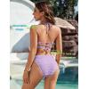 imageBlooming Jelly Womens Bandeau Bikini Sets Sexy Strapless Two Piece Swimsuit Cheeky High Cut Cute Ribbed Ladies Bathing SuitLight Purple