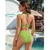 imageBlooming Jelly Womens Bandeau Bikini Sets Sexy Strapless Two Piece Swimsuit Cheeky High Cut Cute Ribbed Ladies Bathing SuitLime Green