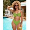 imageBlooming Jelly Womens Bandeau Bikini Sets Sexy Strapless Two Piece Swimsuit Cheeky High Cut Cute Ribbed Ladies Bathing SuitLime Green