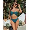 imageBlooming Jelly Womens Bandeau Bikini Sets Sexy Strapless Two Piece Swimsuit Cheeky High Cut Cute Ribbed Ladies Bathing SuitPeacock Green
