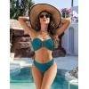 imageBlooming Jelly Womens Bandeau Bikini Sets Sexy Strapless Two Piece Swimsuit Cheeky High Cut Cute Ribbed Ladies Bathing SuitPeacock Green