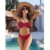 imageBlooming Jelly Womens Bandeau Bikini Sets Sexy Strapless Two Piece Swimsuit Cheeky High Cut Cute Ribbed Ladies Bathing SuitRed