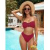 imageBlooming Jelly Womens Bandeau Bikini Sets Sexy Strapless Two Piece Swimsuit Cheeky High Cut Cute Ribbed Ladies Bathing SuitRed