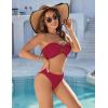 imageBlooming Jelly Womens Bandeau Bikini Sets Sexy Strapless Two Piece Swimsuit Cheeky High Cut Cute Ribbed Ladies Bathing SuitRed