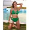 imageBlooming Jelly Womens Cut Out Bikini Sets 2 Piece Swimsuit High Cut Bathing Suit Sexy V Neck Metal Ring Two Piece SwimwearGreen