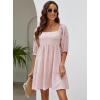 imageBlooming Jelly Womens Floral Babydoll Dress Square Neck 34 Puff Sleeve Dress Boho Mini Summer Ladies Dresses with PocketsLight Pink