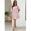 imageBlooming Jelly Womens Floral Babydoll Dress Square Neck 34 Puff Sleeve Dress Boho Mini Summer Ladies Dresses with PocketsLight Pink