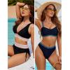 imageBlooming Jelly Womens High Waisted Bikini Sets Color Block Swimsuits Two Piece Bathing Suit M Black