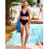 imageBlooming Jelly Womens High Waisted Bikini Sets Color Block V Neck Cheeky Swimsuits Tie Back Two Piece Bathing SuitBlack
