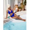 imageBlooming Jelly Womens High Waisted Bikini Sets Color Block V Neck Cheeky Swimsuits Tie Back Two Piece Bathing SuitRoyal Blue
