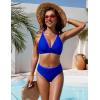 imageBlooming Jelly Womens High Waisted Bikini Sets Color Block V Neck Cheeky Swimsuits Tie Back Two Piece Bathing SuitRoyal Blue