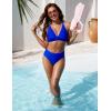 imageBlooming Jelly Womens High Waisted Bikini Sets Color Block V Neck Cheeky Swimsuits Tie Back Two Piece Bathing SuitRoyal Blue