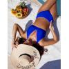 imageBlooming Jelly Womens High Waisted Bikini Sets Color Block V Neck Cheeky Swimsuits Tie Back Two Piece Bathing SuitRoyal Blue