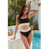 imageBlooming Jelly Womens High Waisted Bikini Sets Two Piece Swimsuit Scoop Neck Textured High Cut Bathing SuitsBlack02