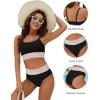 imageBlooming Jelly Womens High Waisted Bikini Sets Two Piece Swimsuit Scoop Neck Textured High Cut Bathing SuitsBlack02