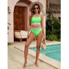 imageBlooming Jelly Womens High Waisted Bikini Sets Two Piece Swimsuit Scoop Neck Textured High Cut Bathing SuitsNeon Green