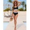 imageBlooming Jelly Womens High Waisted Bikini Sets Two Piece Swimsuit Scoop Neck Textured High Cut Bathing SuitsNylon Black