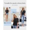imageBlooming Jelly Womens Lace Short Sleeve Shirts Dressy Business Casual Summer Tops Ladies Pleated Spring Blouses 2025Black