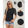 imageBlooming Jelly Womens Lace Short Sleeve Shirts Dressy Business Casual Summer Tops Ladies Pleated Spring Blouses 2025Black