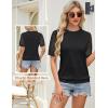 imageBlooming Jelly Womens Lace Short Sleeve Shirts Dressy Business Casual Summer Tops Ladies Pleated Spring Blouses 2025Black