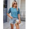 imageBlooming Jelly Womens Lace Short Sleeve Shirts Dressy Business Casual Summer Tops Ladies Pleated Spring Blouses 2025Blue Green