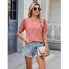 imageBlooming Jelly Womens Lace Short Sleeve Shirts Dressy Business Casual Summer Tops Ladies Pleated Spring Blouses 2025Coral