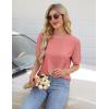 imageBlooming Jelly Womens Lace Short Sleeve Shirts Dressy Business Casual Summer Tops Ladies Pleated Spring Blouses 2025Coral