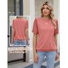 imageBlooming Jelly Womens Lace Short Sleeve Shirts Dressy Business Casual Summer Tops Ladies Pleated Spring Blouses 2025Coral